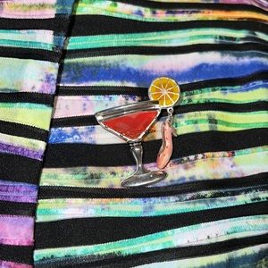 New Martini Time Orange Drink Fruit Garnish with Shoe Dangle Brooch/Pin